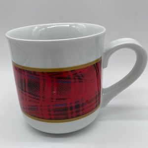 Plaid Oversized Coffee or Tea Mug Morris Design Ceramic